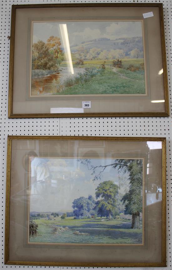 Elliott H Marten pair watercolours, Sussex scenes